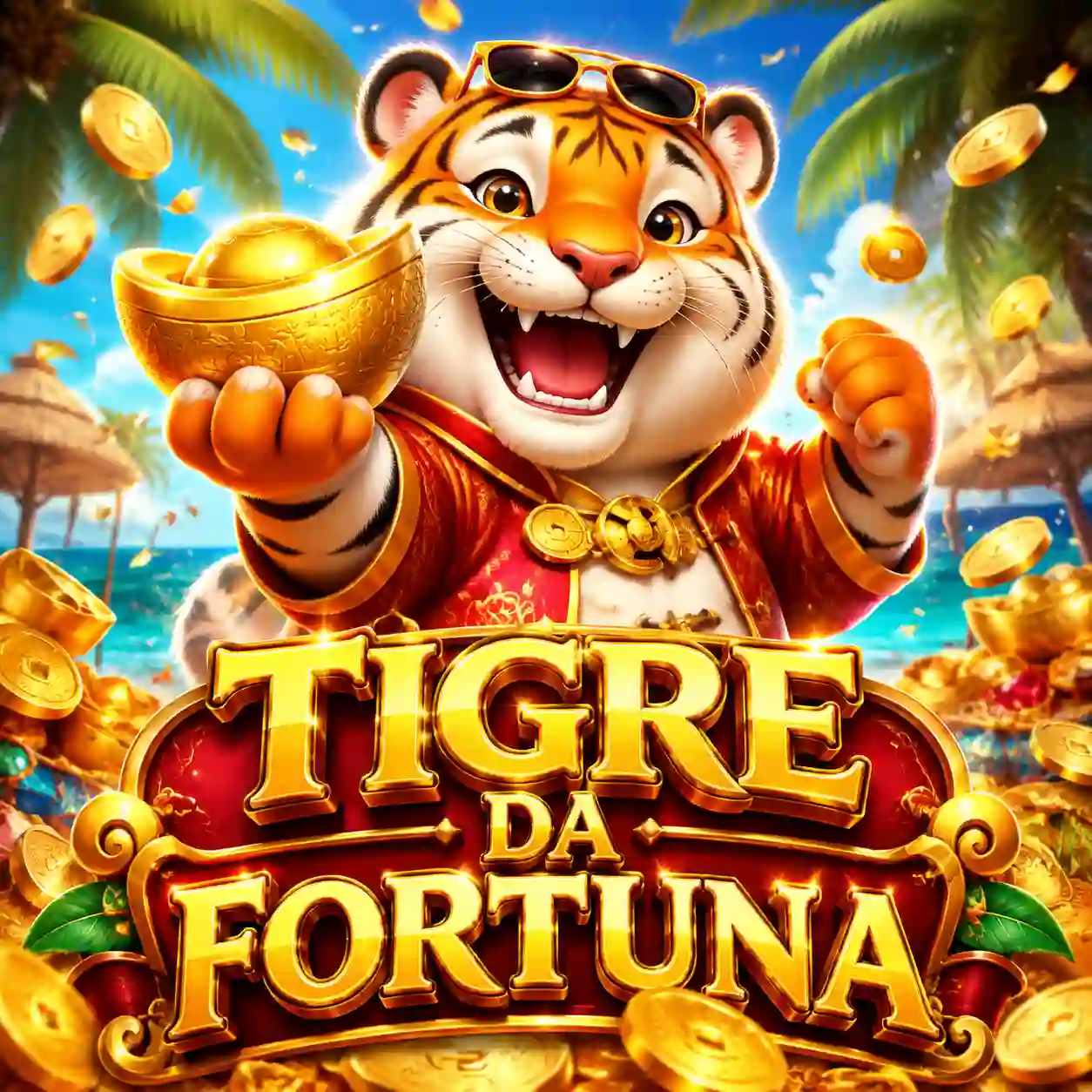 Grade de símbolos do Fortune Tiger incluindo moeda dourada, tigre e lanterna