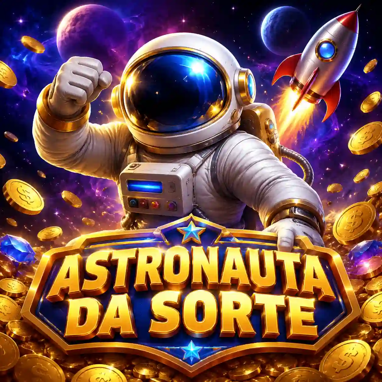 Astronauta em foguete representando o jogo Spaceman