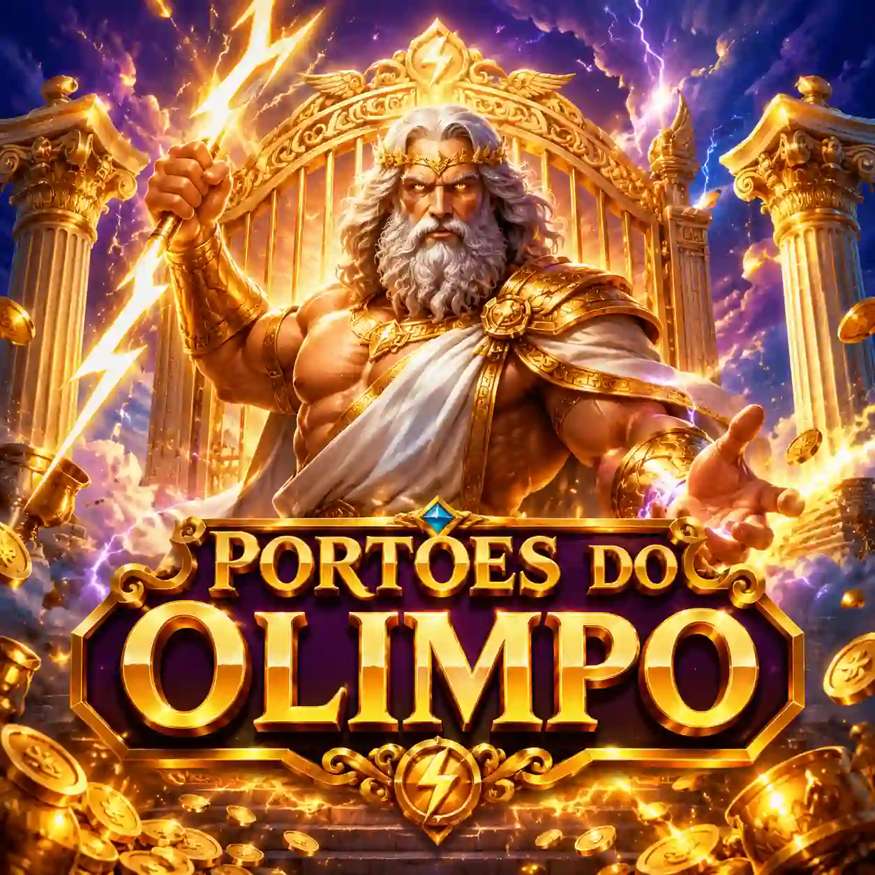 Ilustração do recurso de multiplicadores em cascata com símbolo de Zeus no Gates of Olympus