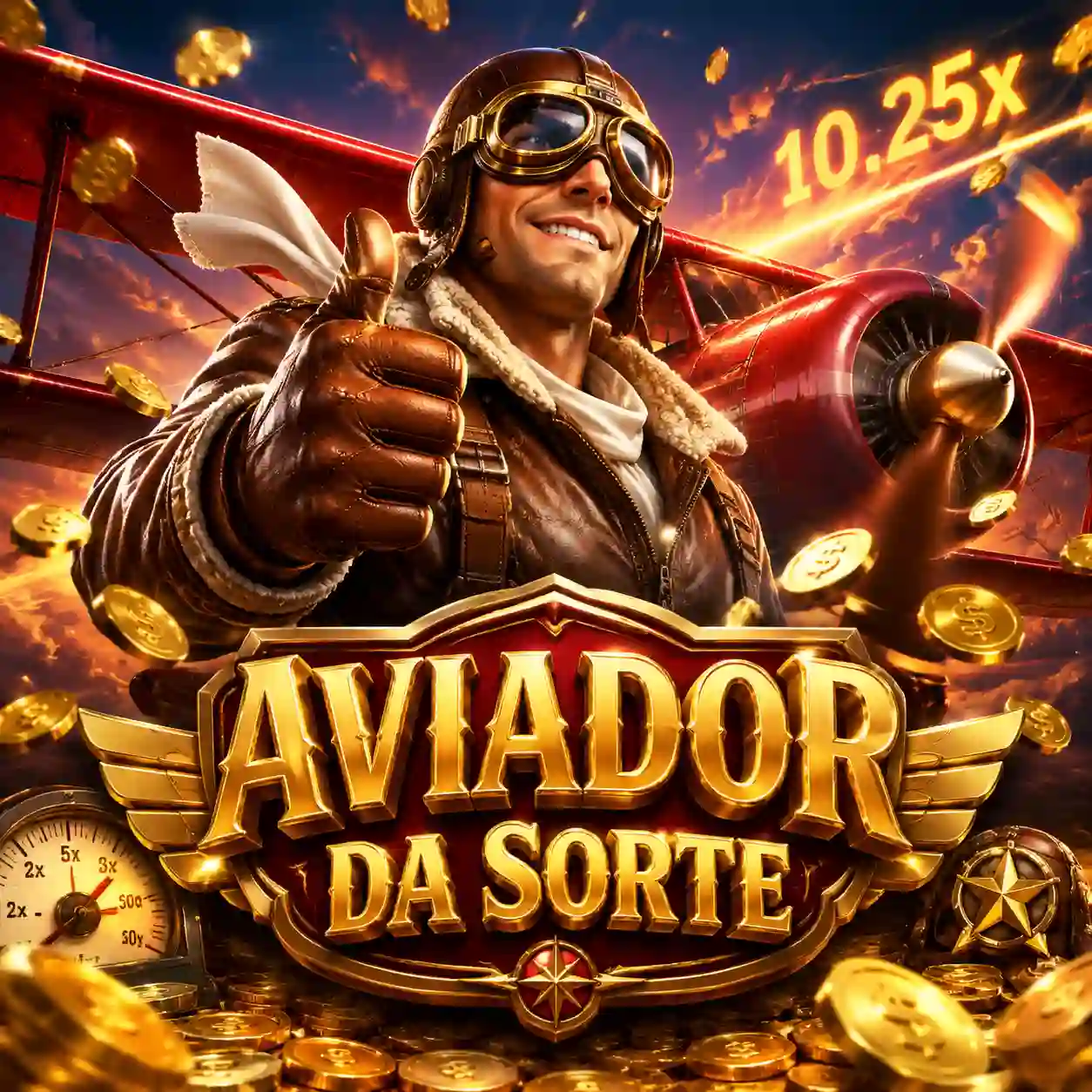 Avião estilizado decolando com trilha de multiplicador do jogo Aviator