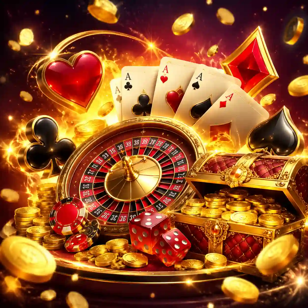 Mesa de cassino clássica com cartas e fichas