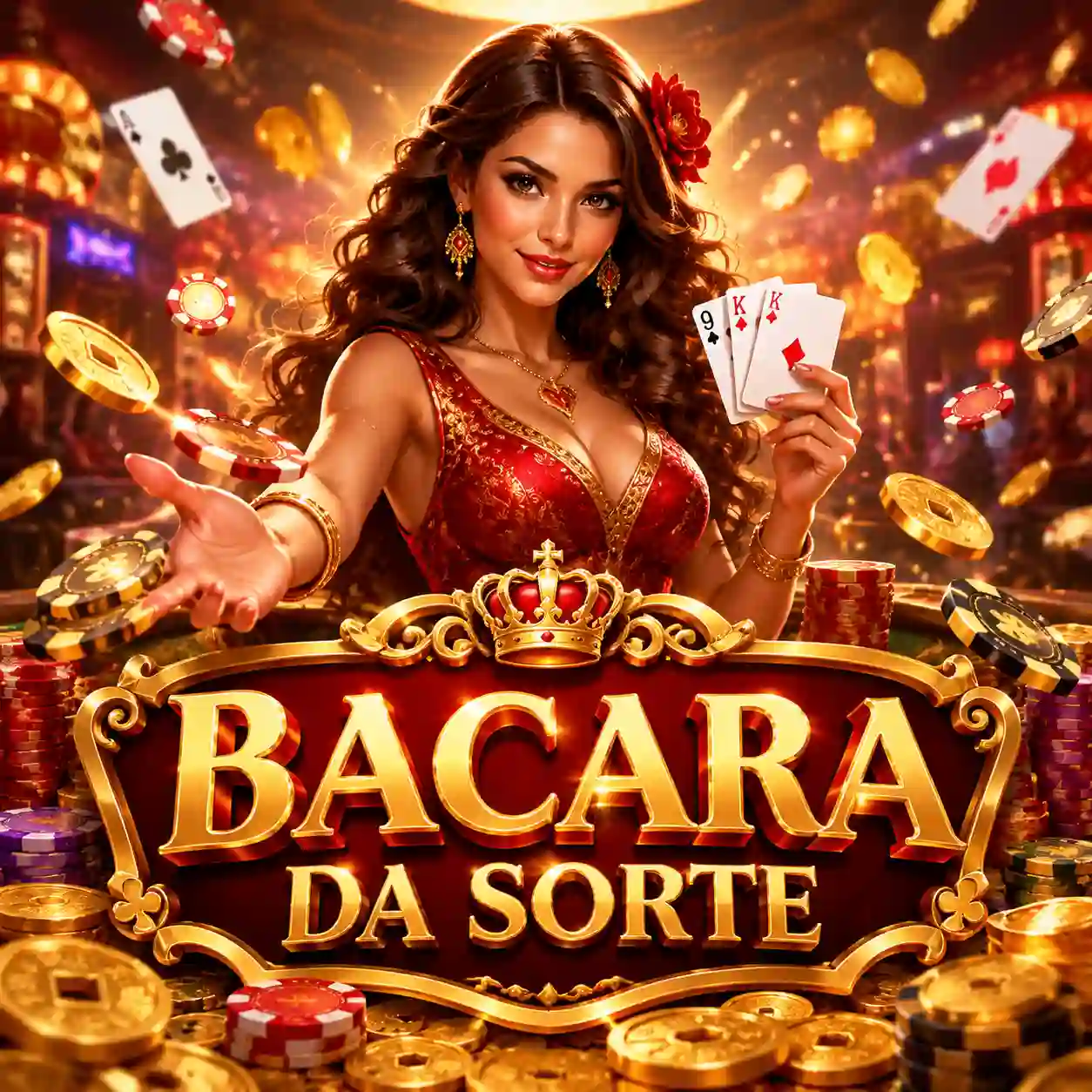 Mesa de bacará com cartas viradas